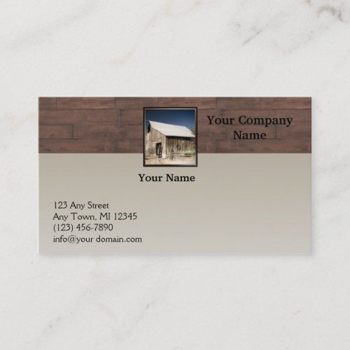 Rustic Barn Wood Borders on Sun Faded Background Business Card Template