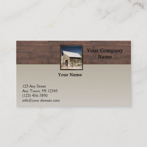 Customizable Rustic Barn Wood Borders on Sun Faded Background Business Card Template