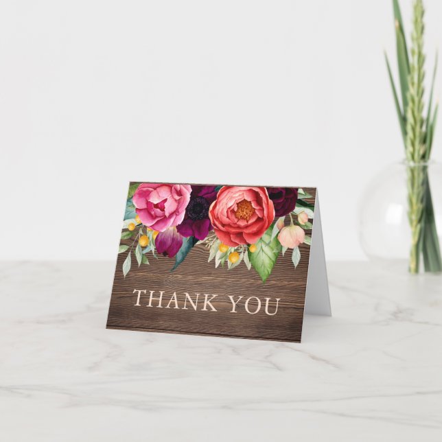 Rustic Barn Wood Botanical Thank You (Front)