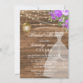 Rustic Barn Wood Bridal Shower - Purple Invitation (Front)
