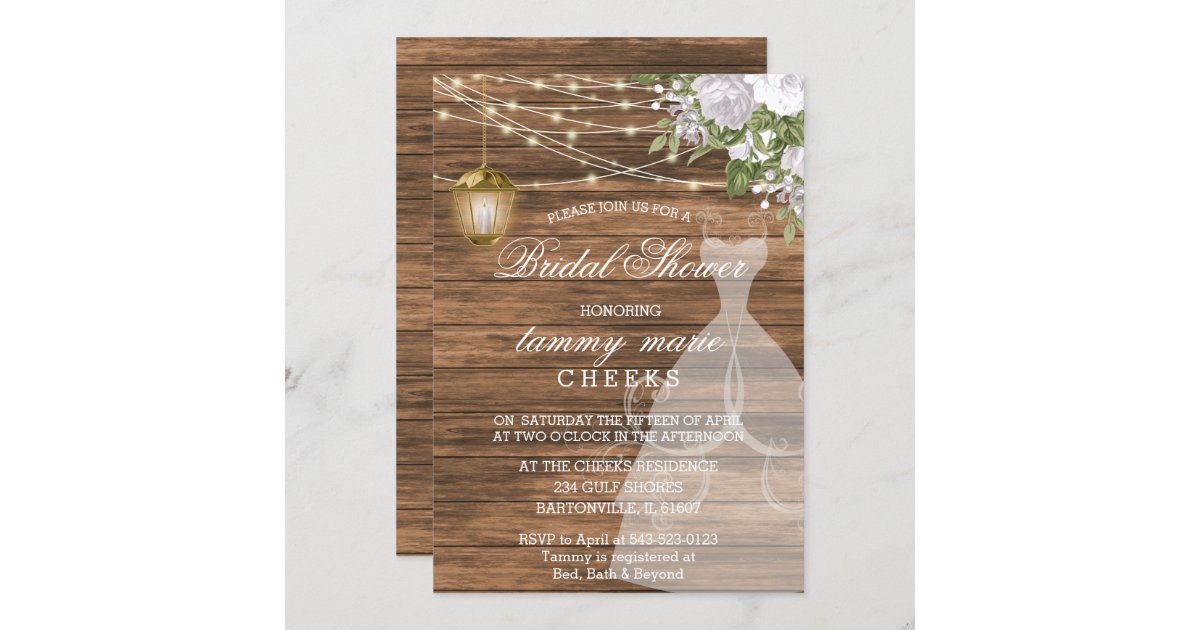 Rustic Barn Wood Bridal Shower - White Invitation | Zazzle