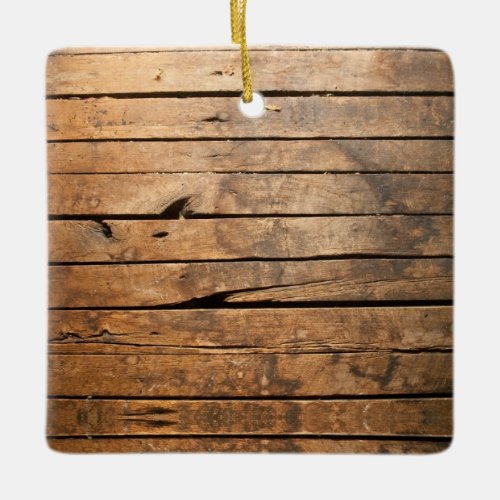 Rustic Barn Wood Ceramic Ornament