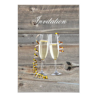 rustic barn wood champagne western country wedding card