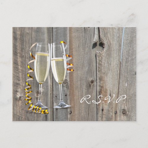 rustic barn wood champagne western country wedding invitation postcard