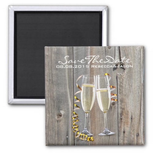 rustic barn wood champagne western country wedding magnet
