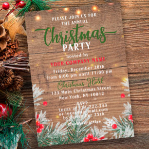Rustic Barn Wood Corporate Christmas Party Invitation