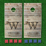 Rustic Barn Wood Country Family Name Monogram Cornhole Set<br><div class="desc">Easily personalize this rustic wood styled cornhole set with your custom family name,  monogram and established date. Makes a great party game for family reunions.</div>