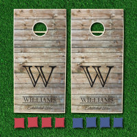 Rustic Barn Wood Country Family Name Monogram