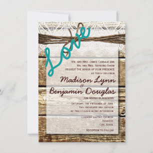 Rustic Barn Wood Country LOVE Wedding Invitations