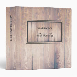 Rustic barn wood country style personalized 3 ring binder