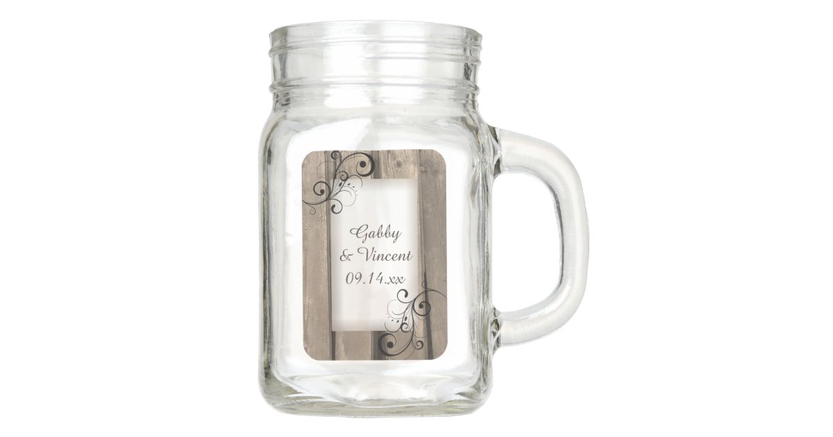 Rustic Barn Wood Country Wedding Favor Mason Jar Zazzle Com