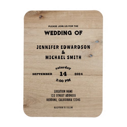 Rustic barn wood country wedding invitation magnet