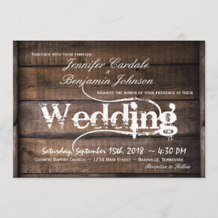 Rustic Barn Wood Country Wedding Invitations