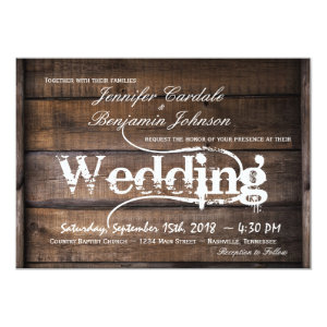 Rustic Barn Wood Country Wedding Invitations