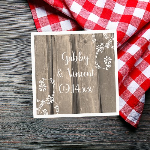 Rustic Barn Wood Country Wedding Napkins