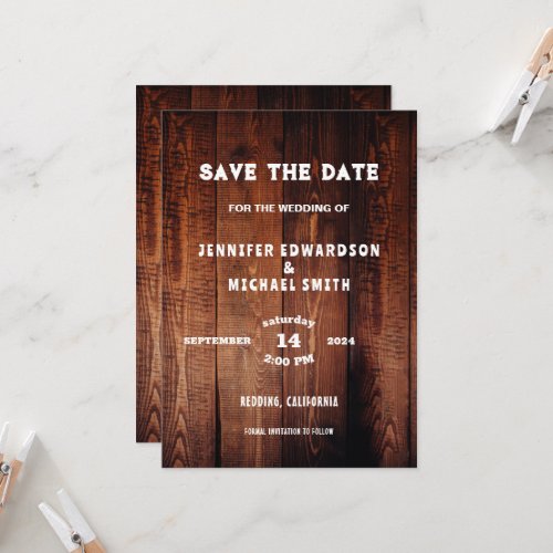 Rustic barn wood country wedding Save the date Invitation