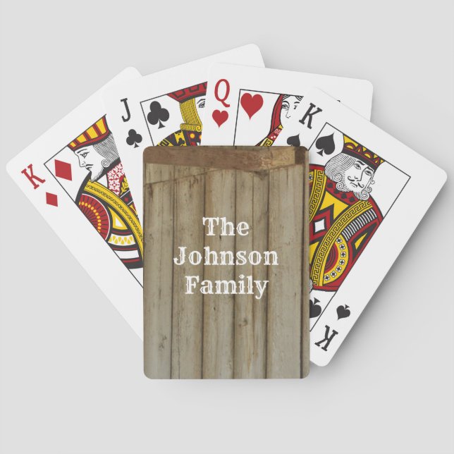 Rustic Barn Wood, Custom Family Name, Western Poker Cards (Back)