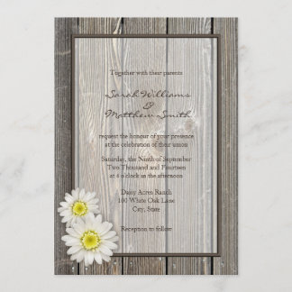 Rustic Barn Wood Daisy Wedding Invitations