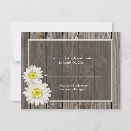 Rustic Barn Wood Daisy Wedding RSVP Response Cards