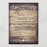 Rustic Barn Wood Double Hearts Wedding Invitations