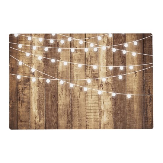 Rustic Barn Wood Fairy Lights Dining Room Table Placemat Zazzle Com