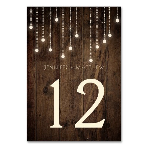 Rustic Barn Wood Fairy Lights Table Cards 