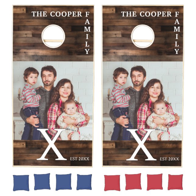 Rustic Barn Wood Family Cornhole Set (Set)