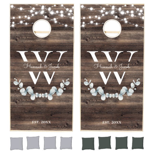 Rustic Barn Wood Family Monogram  Cornhole Set (Set)