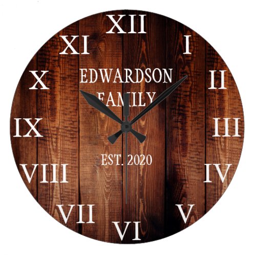 Rustic barn wood family name country large clock