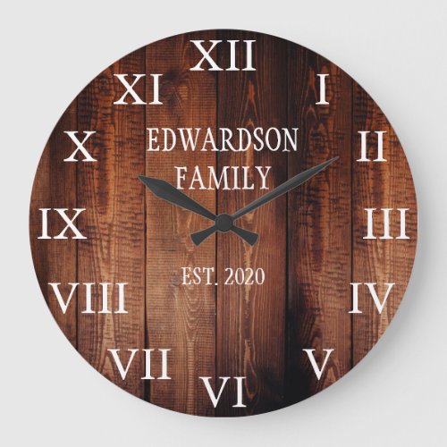 Rustic barn wood family name country large clock