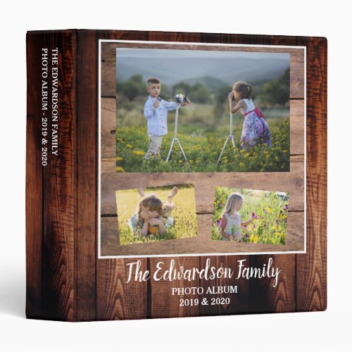 Rustic barn wood family photo collage 3 ring binder