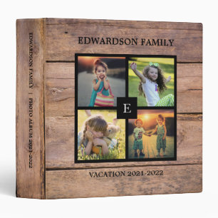 Rustic barn wood family photo collage photo album 3 ring binder