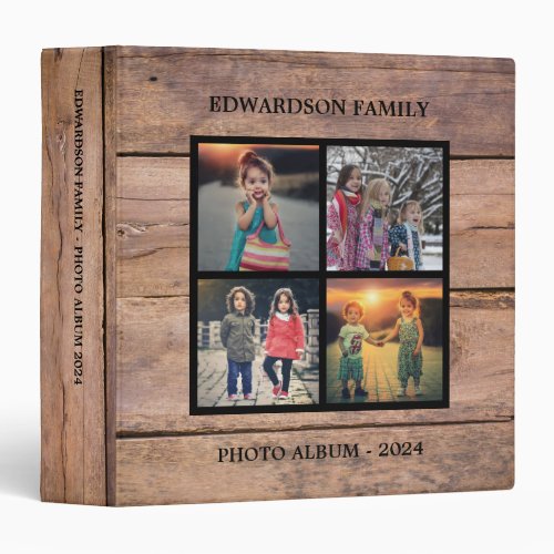 Rustic barn wood family photo collage photo album 3 ring binder