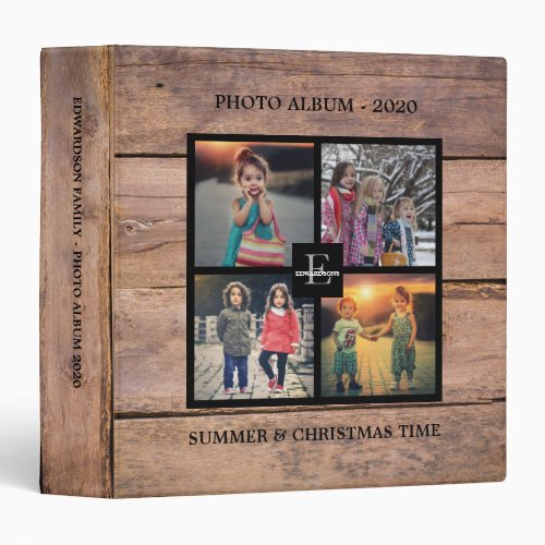 Rustic barn wood family photo collage photo album 3 ring binder