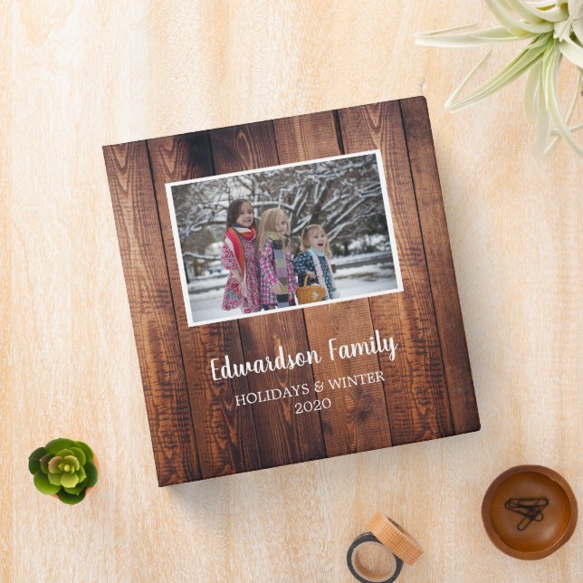 Rustic barn wood family photo holiday album 3 ring binder (In Situ)
