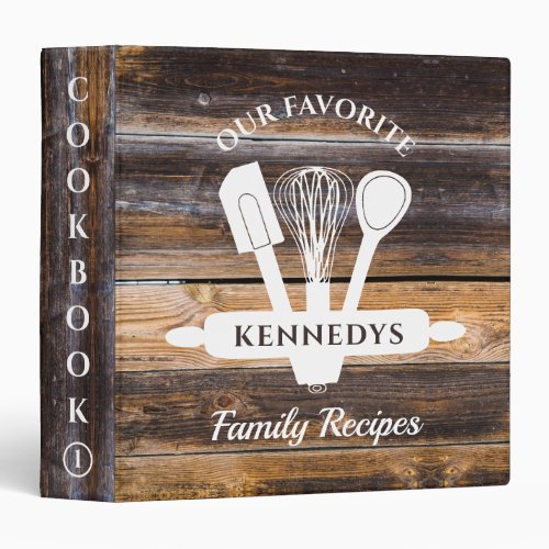 Rustic Barn Wood Family Recipes Cookbook 3 Ring Binder