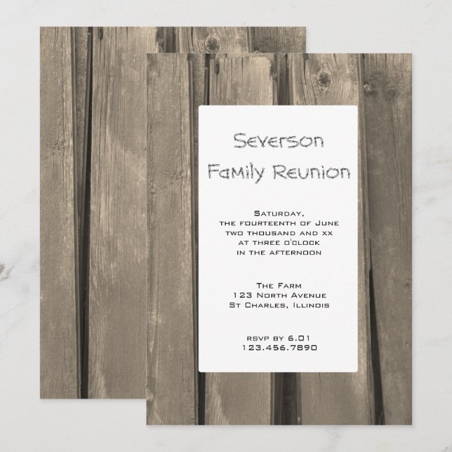 Rustic Barn Wood Family Reunion Invitation (Front/Back)