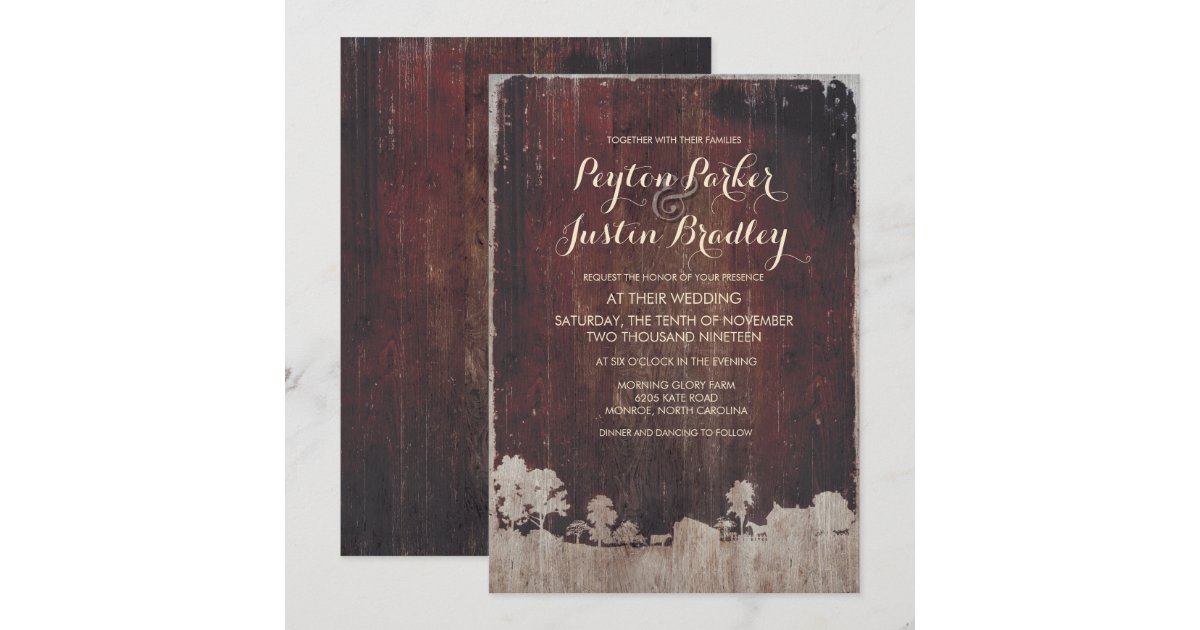 Rustic Barn Wood Farm Wedding Invitation | Zazzle