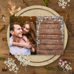 Rustic Barn Wood Floral Wildflowers Photo Wedding Invitation<br><div class="desc">Featuring your special photo,  beautiful floral greenery wildflowers frame your special wedding celebration details set in chic typography on a rustic barn wood panels background. Designed by Thisisnotme©</div>