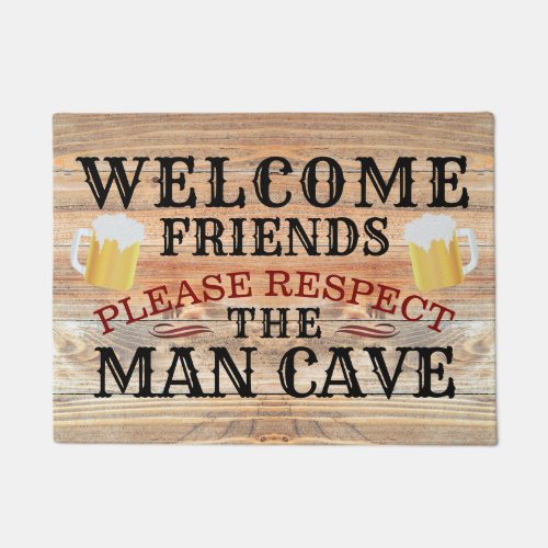 RUSTIC Barn Wood Funny BEER MAN CAVE  Welcome Doormat