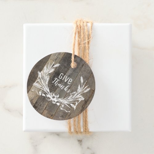 rustic barn wood give thanks thanksgiving party favor tags