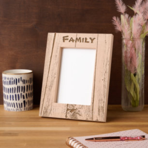 Rustic Barn Wood Grain with Knothole Family Engraved Frames