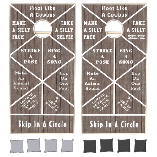 Rustic Barn Wood Hilarious Fun Cornhole Set