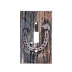 Rustic Barn Wood Horseshoe Light Switch Cover