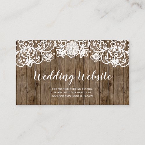 Rustic Barn Wood Lace Calligraphy Wedding Website Enclosure Card