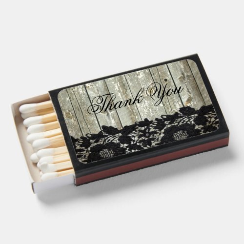 rustic barn wood lace country wedding favor matchboxes