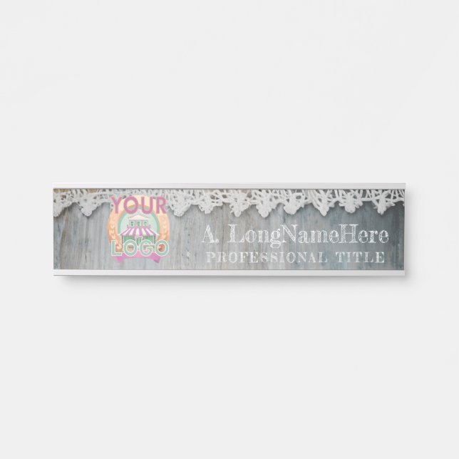 Rustic Barn Wood Lace Nameplate Office Workspace  (Front)
