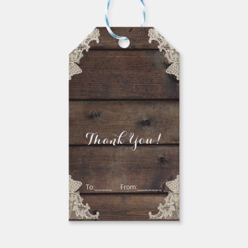 Rustic Barn Wood  Lace Romantic Elegant Wedding Gift Tags