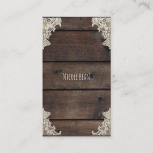 Rustic Barn Wood & Lace Romantic Southern Charm Business Card