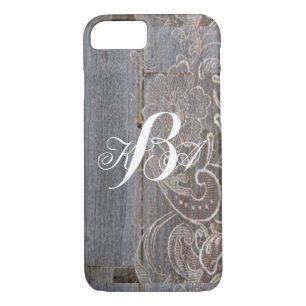 rustic barn wood lace western country monograms iPhone 8/7 case